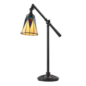 Dark Star 1 Light Task Table Lamp Satin Black With Glass Inserts, Tiffany Style, E14