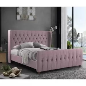 Clarita Bed Single Plush Velvet Pink