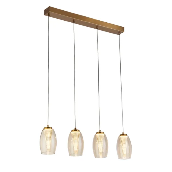 Searchlight Cyclone LED Champagne Glass 4 Light Bar Ceiling Pendant Light - Bronze