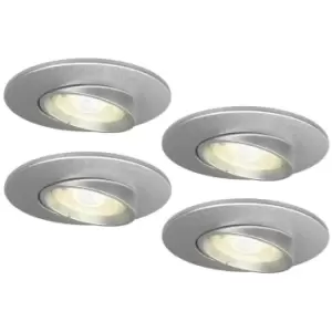 4lite IP20 GU10 Fire Rated Adjustable Downlight - Satin Chrome, Pack of 4