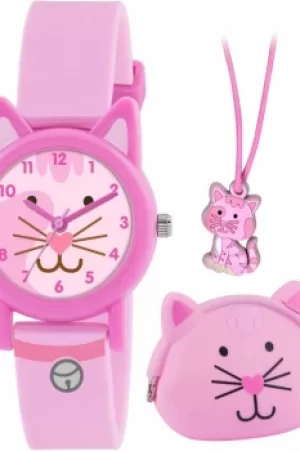 Childrens Tikkers Cat Purse and Necklace Gift Set Watch ATK1020