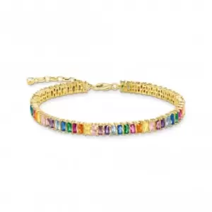 Sterling Silver Gold Plated Colourful Stones Tennis Bracelet A2030-996-7-L19V