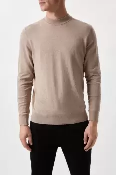 Mens Cotton Rich Stone Knitted Turtle Neck Jumper