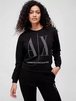 Armani Exchange Embellished Logo Sweat - Black Size M Women