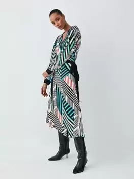 Karen Millen Stripe Wrap Midi Dress - Multi, Size 10, Women
