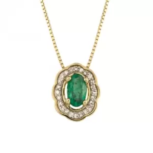 Ornate Emerald Diamond Yellow Gold Pendant GP2299G