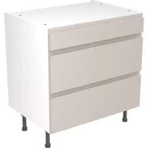 Kitchen Kit Flatpack J-Pull Kitchen Cabinet Base 3 Drawer Unit Ultra Matt 800mm in Light Grey MFC