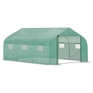 Outsunny 4.5 X 3 X 2M Outdoor Tunnel Greenhouse With Roll Up Door 6 Windows - Green