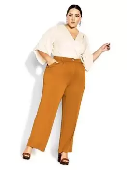 City Chic Clarissa Trousers - Gold, Size 22, Women
