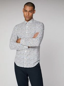 Ben Sherman Long Sleeved Floral Shirt - Off White Size M Men
