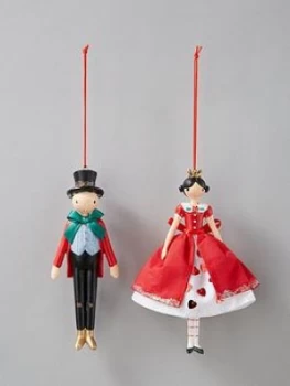 Gisela Graham Queen And Mad Hatter Christmas Tree Decorations (Set Of 2)