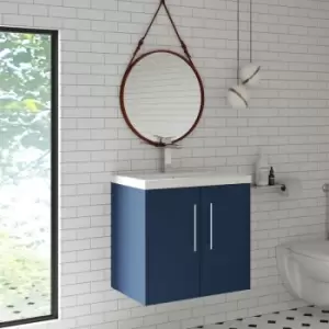 Juno Wall Hung 2-Door Vanity Unit with Basin 3 600mm Wide - Electric Blue - Hudson Reed