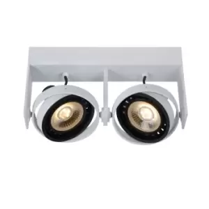 Griffon Modern Twin Ceiling Spotlight - LED Dim to warm - GU10 - 2x12W 2200K/3000K - White