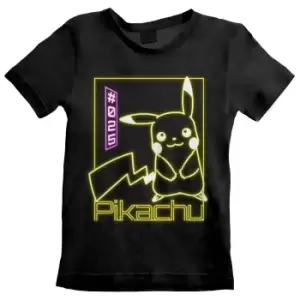 Pokemon Childrens/Kids Pikachu Neon T-Shirt (5-6 Years) (Black)