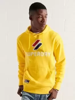 Superdry Code Logo Hoodie - Yellow, Yellow Size M Men