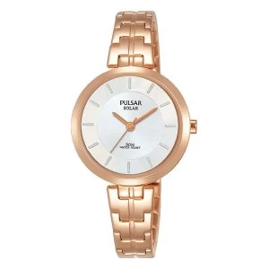 Pulsar PY5064X1 Ladies Solar Rose Gold Bracelet White Dial 50M Watch