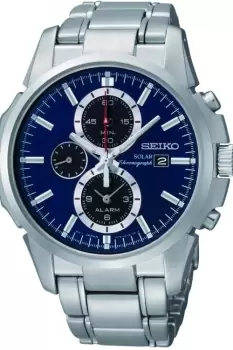 Mens Seiko Alarm Chronograph Solar Powered Watch SSC085P1