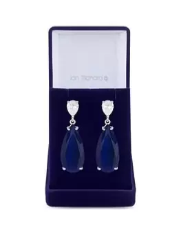 Jon Richard Rhodium Plated Cubic Zirconia Statement Blue Peardrop Earrings - Gift Boxed, Blue, Women