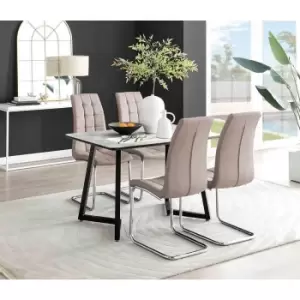 Furniture Box Carson White Marble Effect Dining Table and 4 Cappuccino Murano Chairs