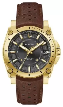 Bulova 97B216 Mens Icon (40mm) Black Dial / Brown Leather Watch