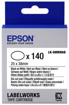 Epson Label Cartridge Die-cut Oval LK-8WBWAB Black/White 25x38mm (140