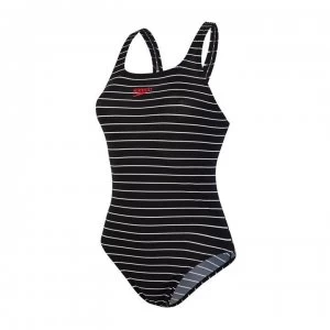 Speedo Endurance+ Printed Medalist Swimsuit Ladies - Black/White