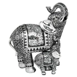 Silver Elephant & Baby Ornament