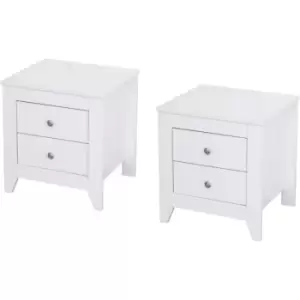 Wooden White Bedside Tables Set,Nightstand with Drawers,Bedroom Furniture Pair of 2 Bedside Tables,45x35x48cm(WxDxH) - White - Hmd Furniture