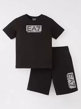 EA7 Emporio Armani Boys Visability T-Shirt And Short Set - Black, Size Age: 12 Years
