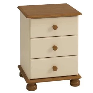 Steens Richmond 3 Drawer Bedside Cabinet - Cream/Pine
