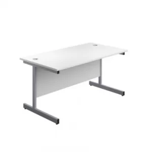 1200 X 600 Single Upright Rectangular Desk White-Silver