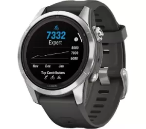 Garmin Fenix 7S Pro Solar Smartwatch - Black & Silver, 42 mm, Black,Silver/Grey