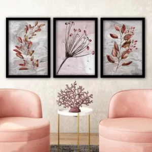 3SC67 Multicolor Decorative Framed Painting (3 Pieces)