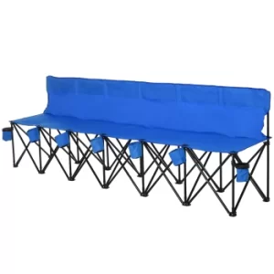 Outsunny Folding Bench 6-Seats, Steel-Blue