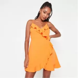 Missguided Cami Satin Frill Detail Mini Dress - Orange