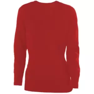 Kariban Womens/Ladies Cotton Acrylic V Neck Sweater (M) (Red)