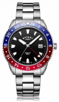 Rotary Gents Stainless Steel Bracelet Black Dial Watch