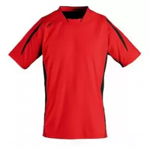 SOLS Childrens/Kids Maracana 2 Short Sleeve Football T-Shirt (6 Years) (Red/Black)