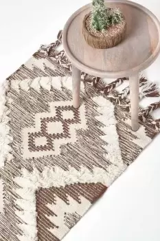 Lhasa Handwoven Textured Kilim Wool Hall Runner, 66 x 200 cm