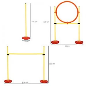 PawHut Pet Agility Set High Jump, Swerving around Poles, Jumping Ring Yellow