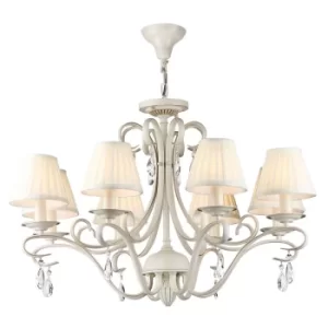 Brionia Chandelier Beige with Pleated Satin Shades, 8 Light, E14