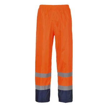 Classic Hi Vis Contrast Rain Trousers Orange / Navy M