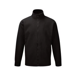 Classic Fleece Jacket Large Elasticated Cuffs Full Zip Front Black