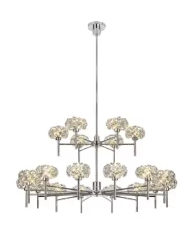 , 20 Light G9 2-Tier Light With Polished Chrome And Crystal Shade