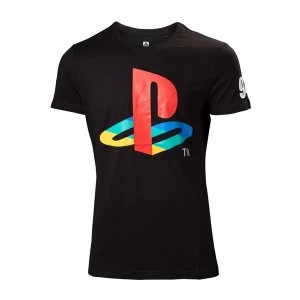 Sony PlayStation Classic Logo and Colours Mens T-Shirt Black