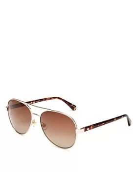 kate spade new york Averie Polarized Brow Bar Aviator Sunglasses, 58mm