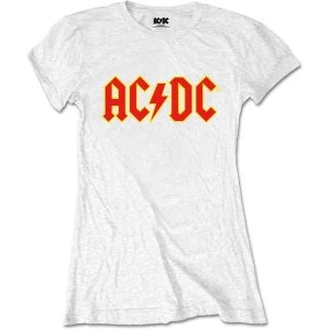 AC/DC - Logo Womens Large T-Shirt - White