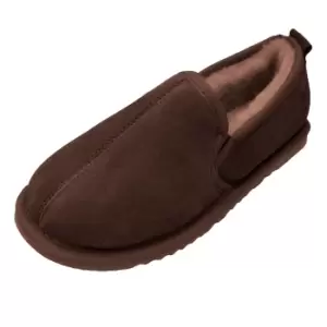 Eastern Counties Leather Mens Sheepskin Lined Soft Suede Sole Slippers (10 UK) (Chocolate)