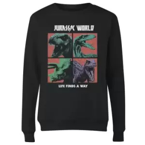 Jurassic Park World Four Colour Faces Womens Sweatshirt - Black - L