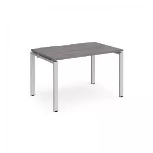 Adapt single desk 1200mm x 800mm - silver frame and grey oak top